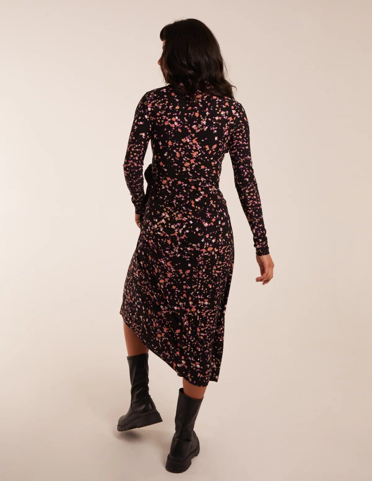 Blue Vanilla Tie Side Long Sleeve Wrap Dress - 4