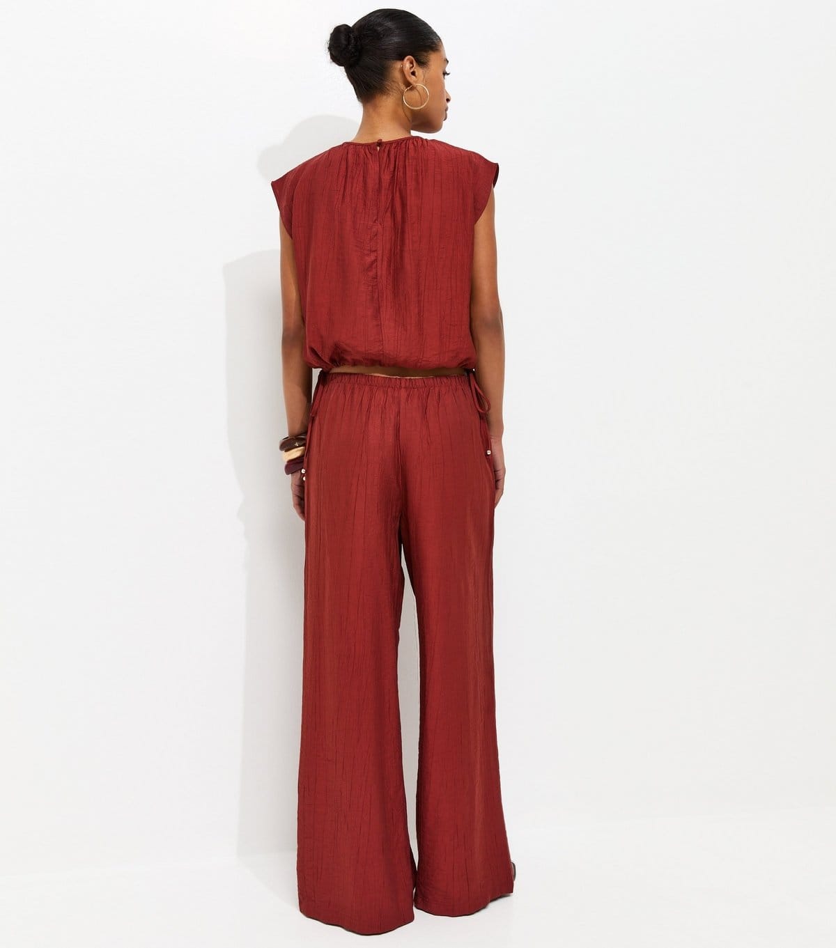 New Look Women's Rust Crinkle Wide Leg Trousers New Look - 4