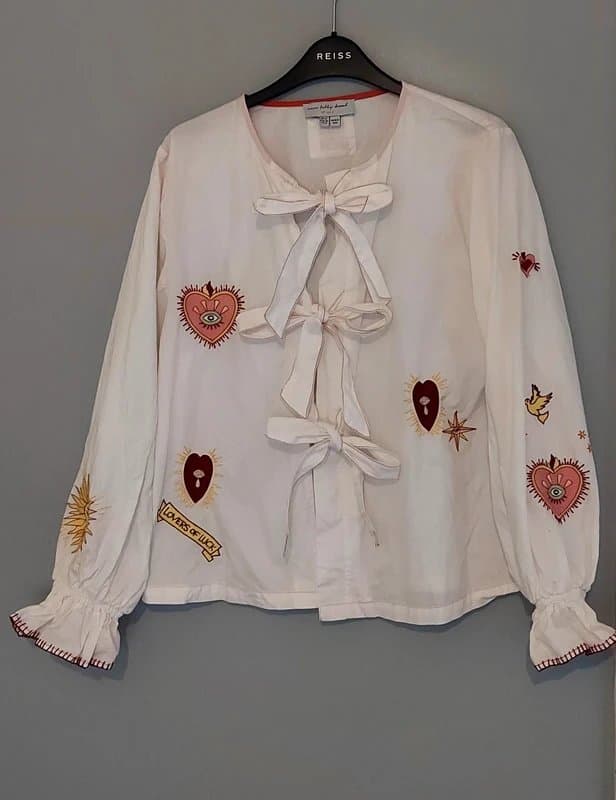 Never Fully Dressed Never Fully Dressed Mystical Embroidered Cotton Shirt  - size 12
