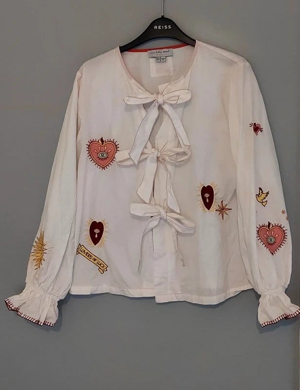 Never Fully Dressed White Embroidered Cotton Shirt - Size 12