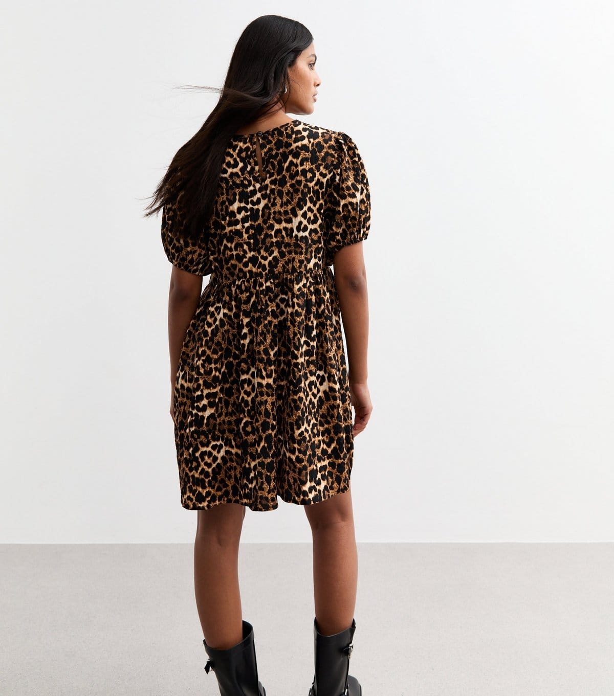 New Look Women's Brown Leopard Print Bow Detail Mini Dress New Look - 4