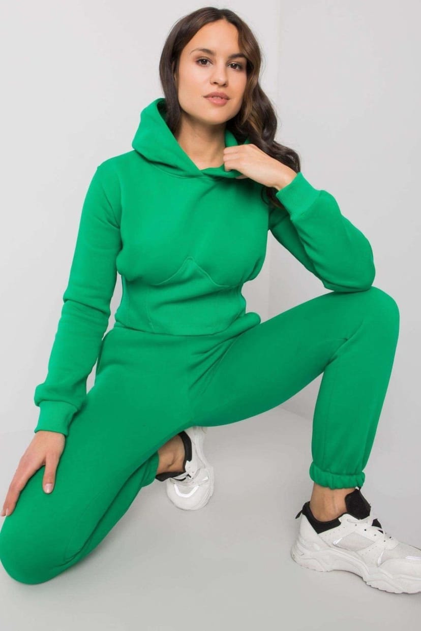 Love Lace Love Lace Women's Hooded Sweatshirt & Tie Waist Pants Set Style 172655 in Green - 1