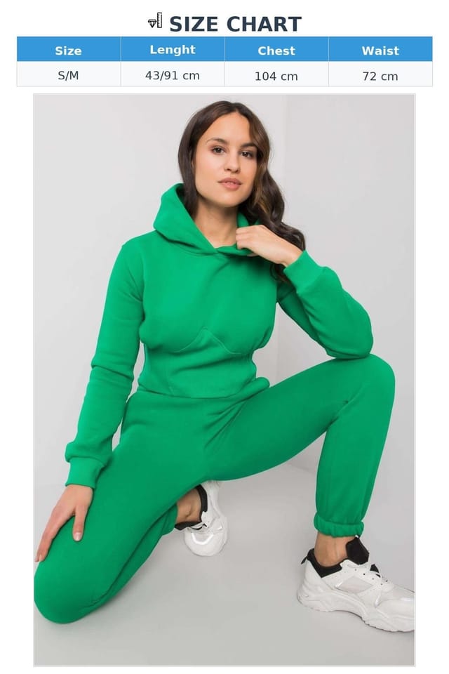 Love Lace Love Lace Women's Hooded Sweatshirt & Tie Waist Pants Set Style 172655 in Green - 2