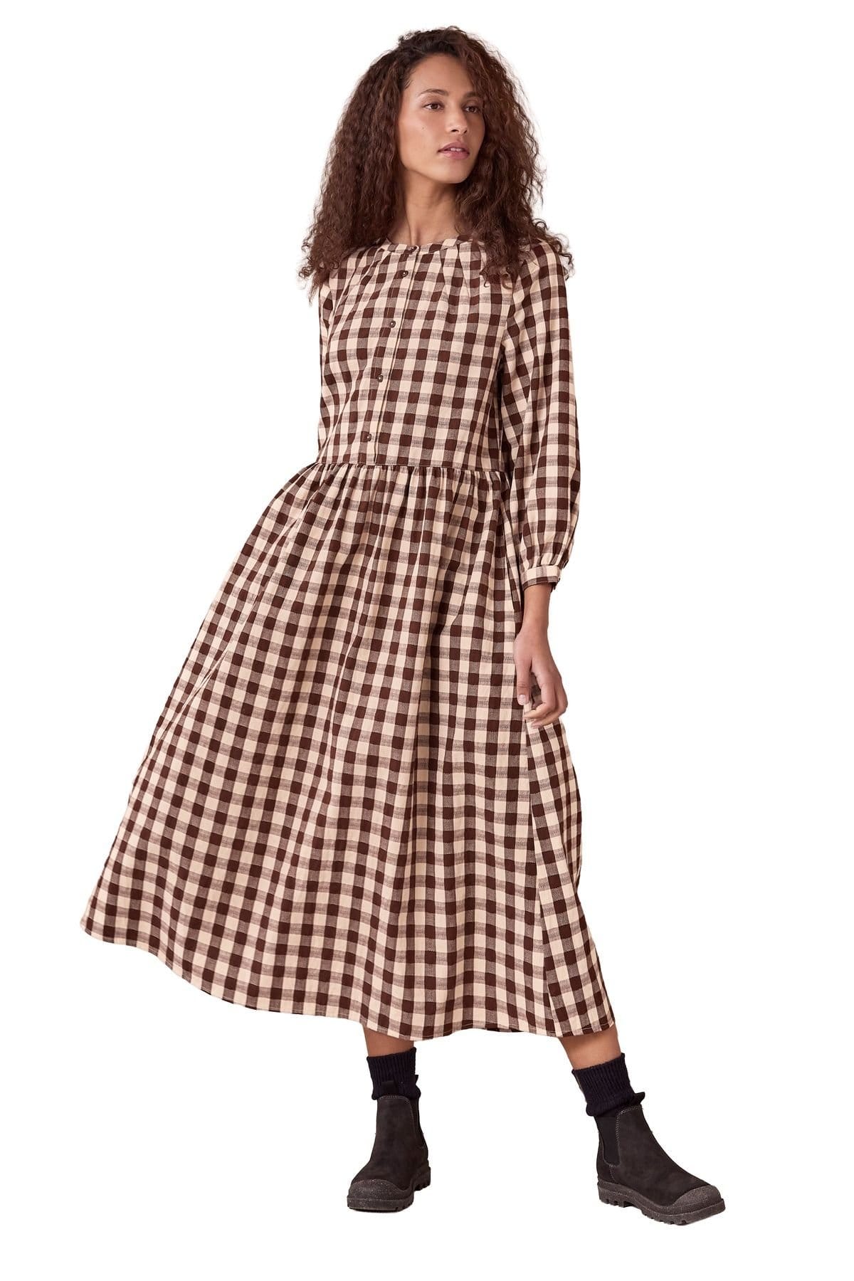 Celtic & Co Chocolate Gingham Midi Dress