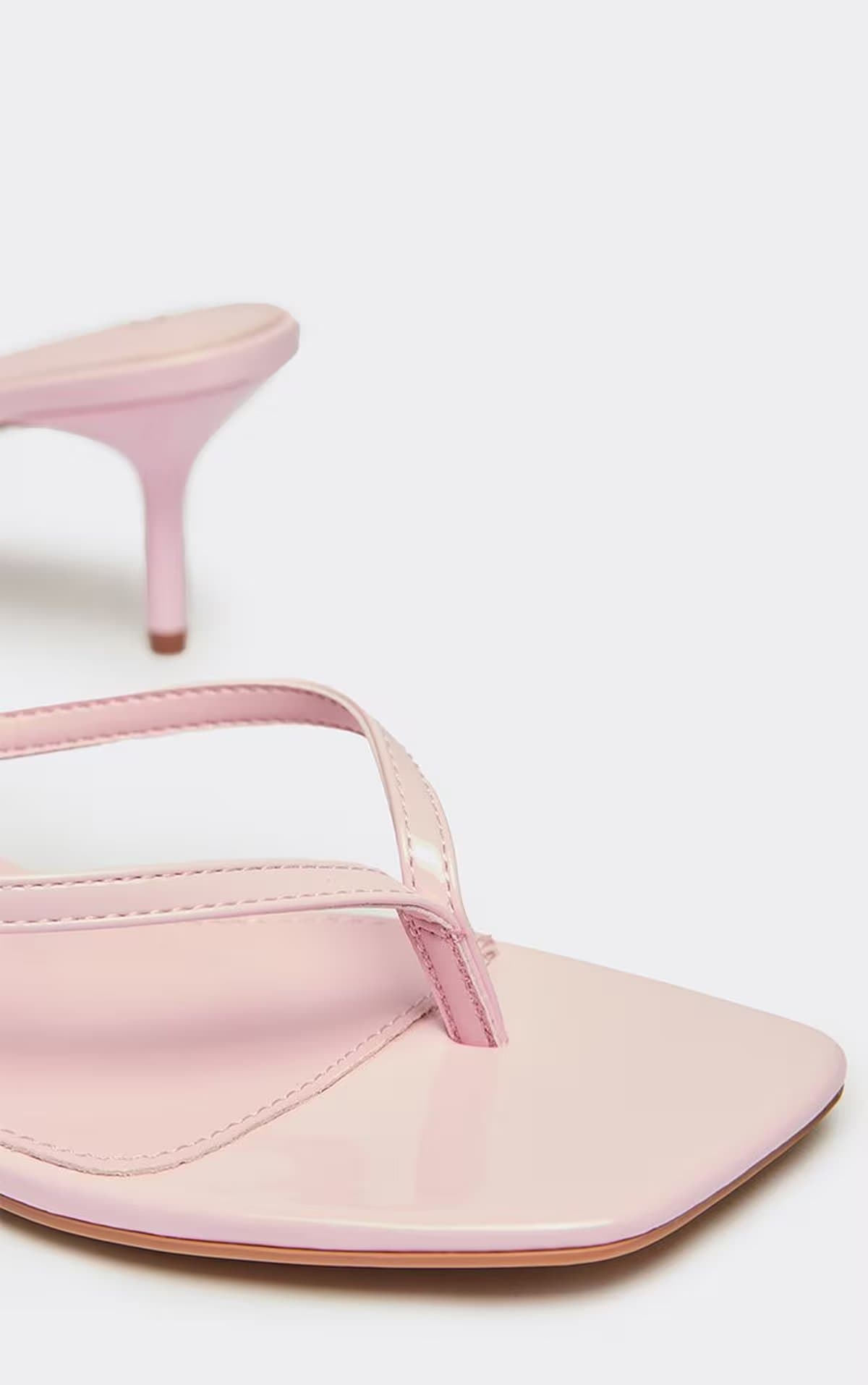 EGO Celeste Thong Strap Square Toe Heeled Mule In Pink Patent, Women's Size UK 3
