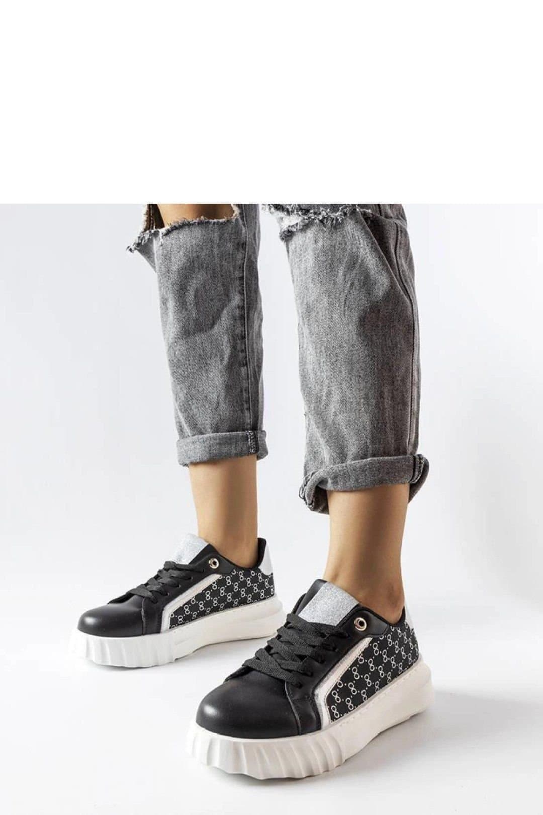 Love Lace Love Lace Women's Platform Lace Up Sneakers With White Rubber Sole Streetwear in Black