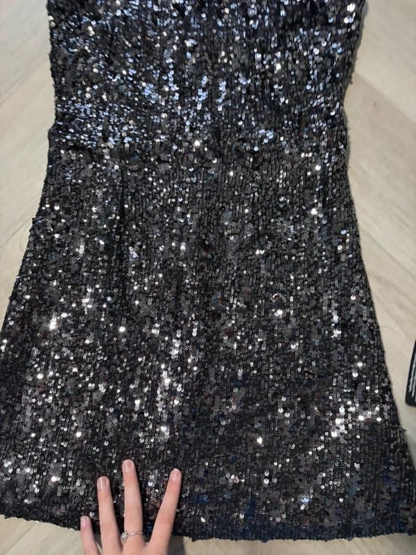 New Look New Look Black Bandeau Sparkle Sequin Strapless Mini Dress - 12