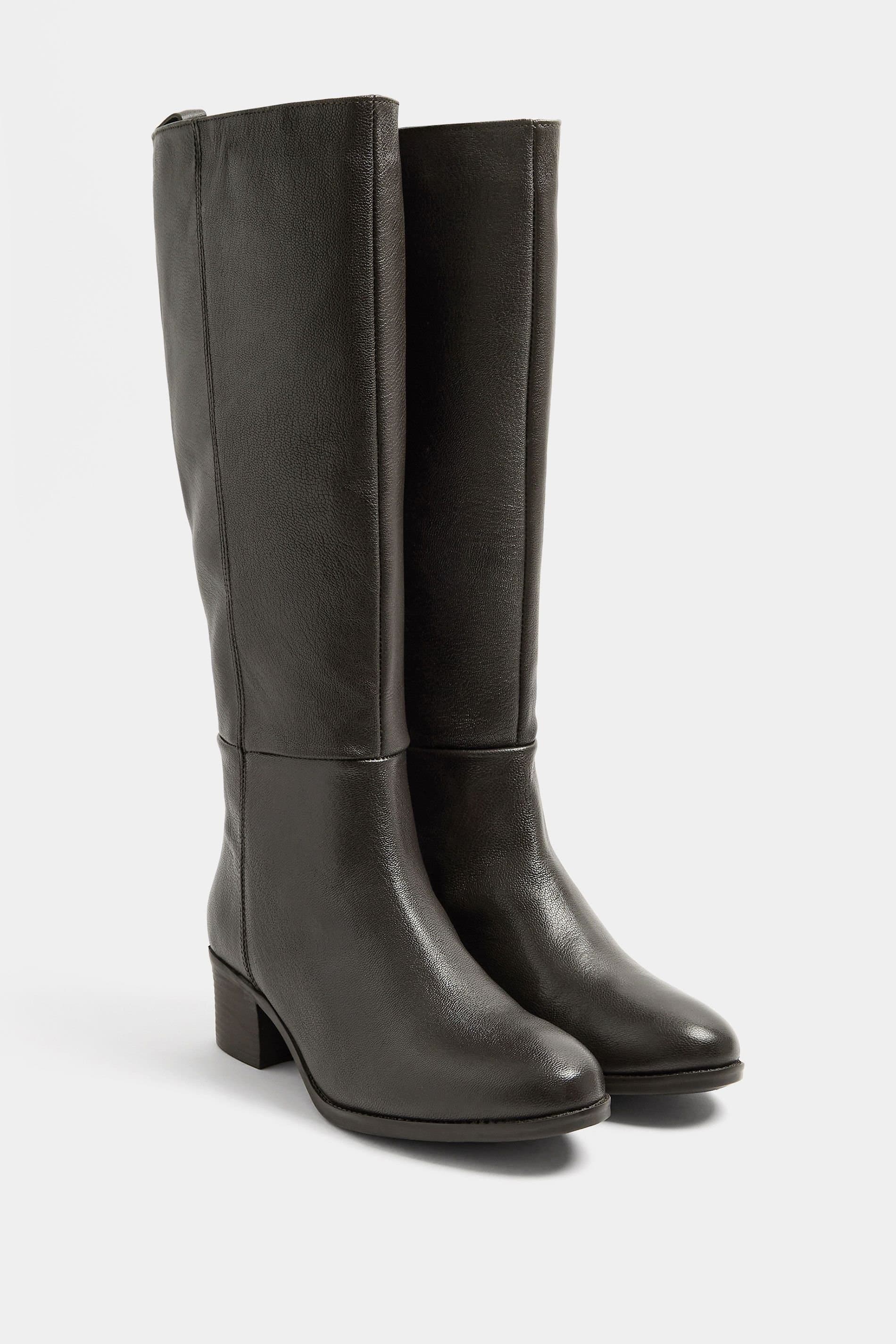 Long Tall Sally Long Tall Sally Women's Leather Knee High Boots In Standard Fit in Dark Brown