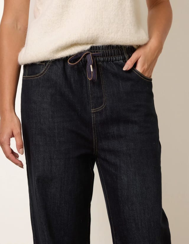 Blue Vanilla Elasticated Waist Jeans With Tie - 3