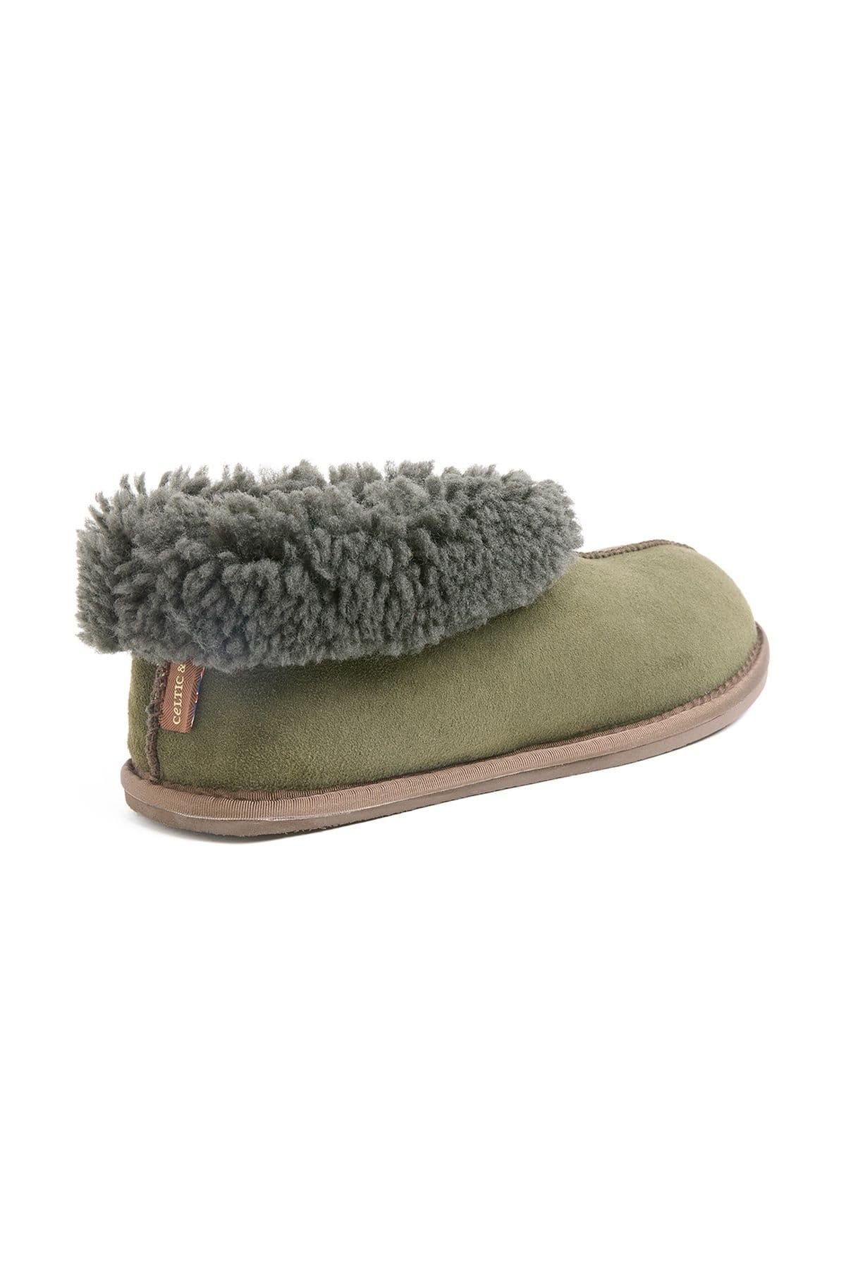 Celtic & Co Celtic & Co Men's British Shearling Bootee Slippers in Olive - 4