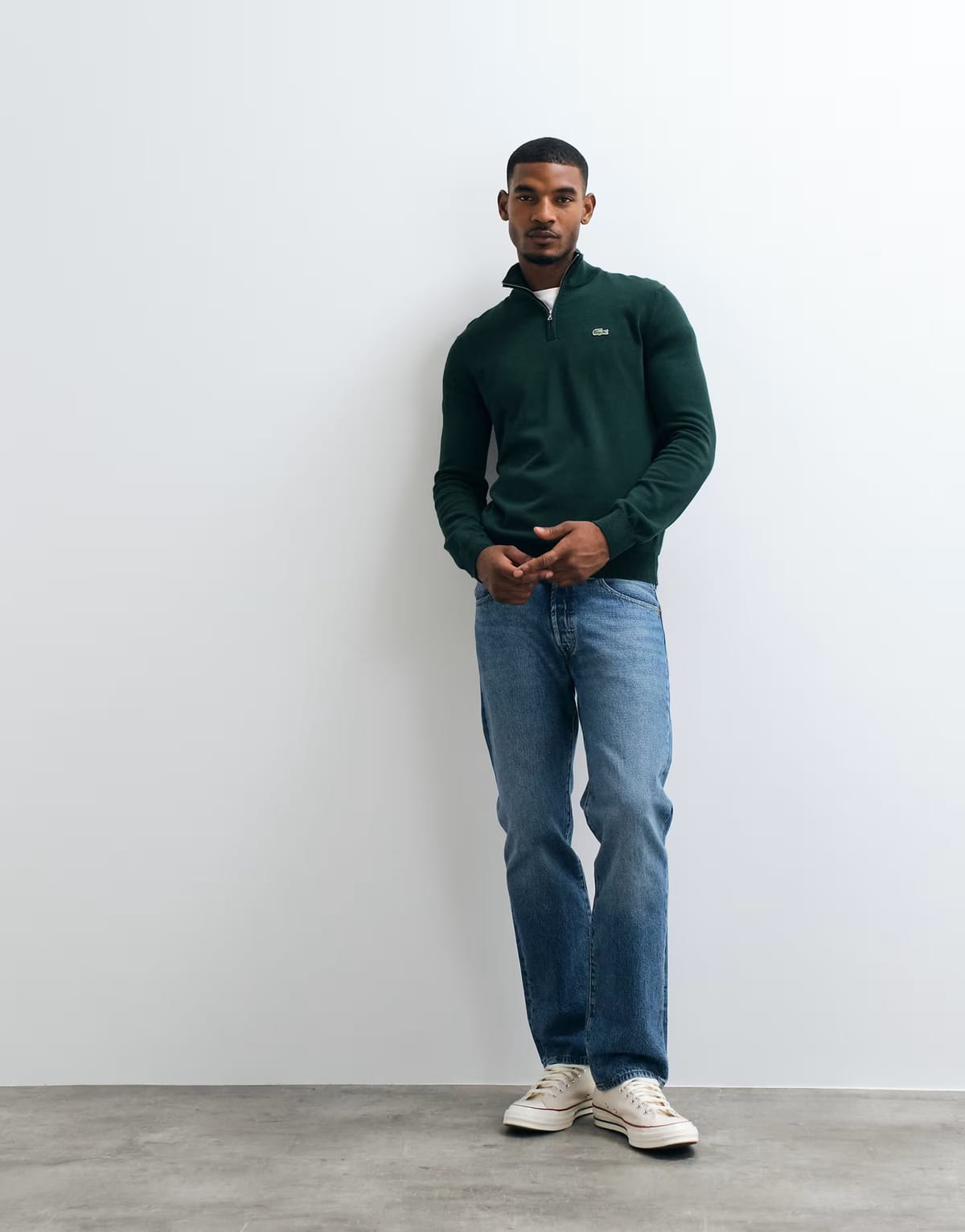 ASOS Lacoste quarter zip knit jumper in green - 1