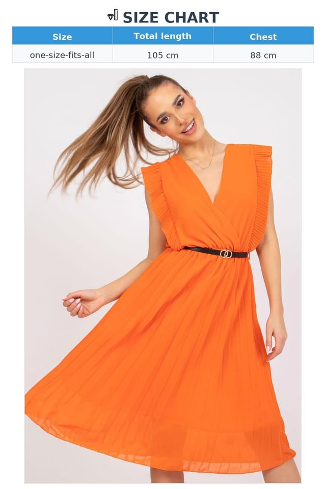 Love Lace Love Lace Women's Pleated Summer Dress With Heart Neckline in Orange - 3