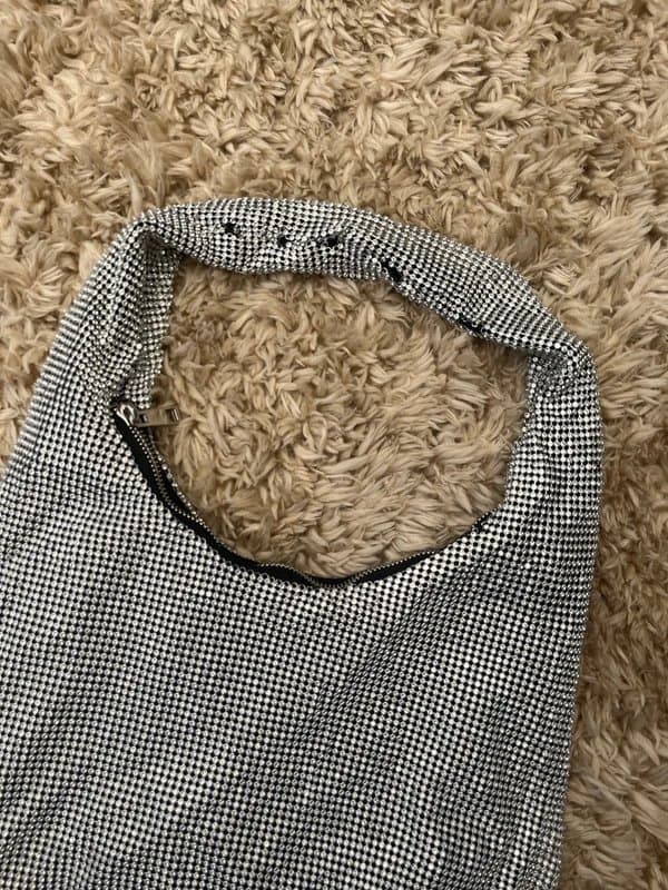 Topshop silver rhinestones or crystal-embellished shoulder bag from Topshop