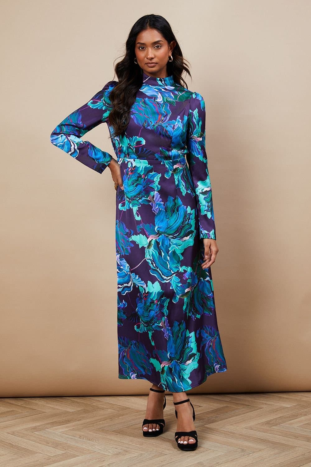 Oasis Oasis Women's Occasion Floral Open Back Midaxi Dress in Green