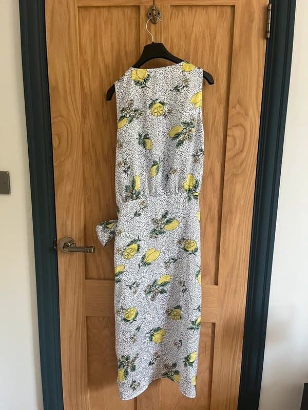 Never Fully Dressed Never fully dressed lemon satin wrap dress
