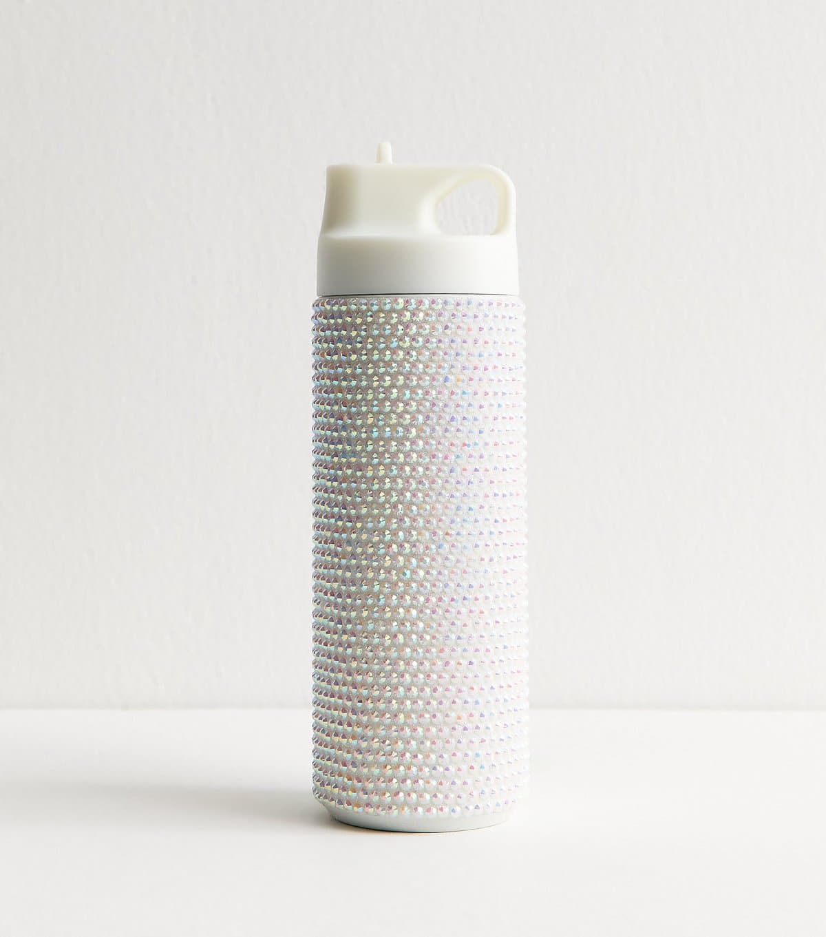 New Look Silver Gem Embellished Flip Straw Bottle New Look