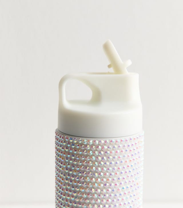 New Look Silver Gem Embellished Flip Straw Bottle New Look - 2