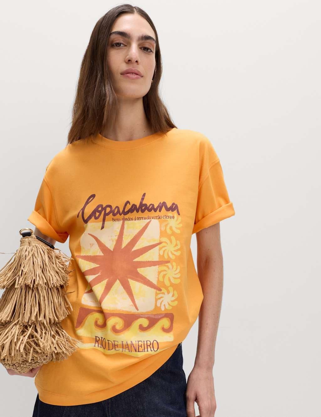 Marks & Spencer M&S Orange Oversized Graphic T-Shirt