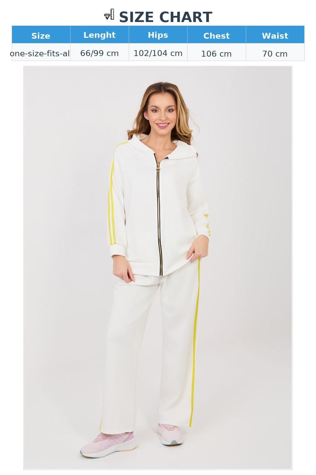 Love Lace Love Lace Women's Hoodie Zip Tracksuit Set With Wide Leg Pants in White - 4