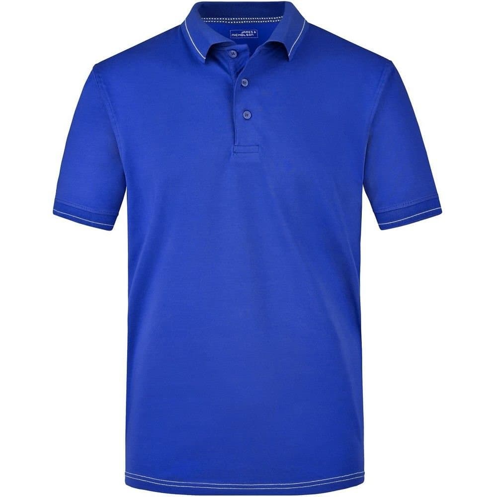 James and Nicholson James and Nicholson Men's Elasticated Polo Shirt in Mid Blue