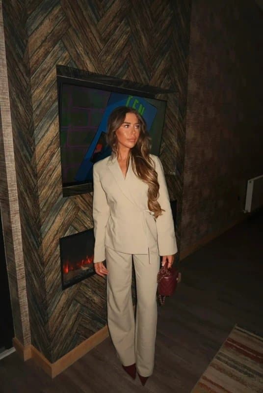 PrettyLittleThing PLT brown khaki premium woven tie side blazer jumpsuit