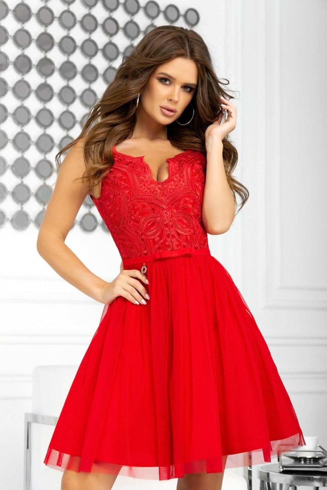Love Lace Love Lace Red Lace Bodice Evening Dress