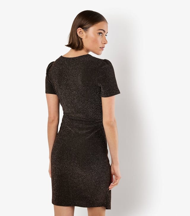 Apricot Women's Bronze Metallic Wrap Effect Mini Dress Apricot New Look - 3