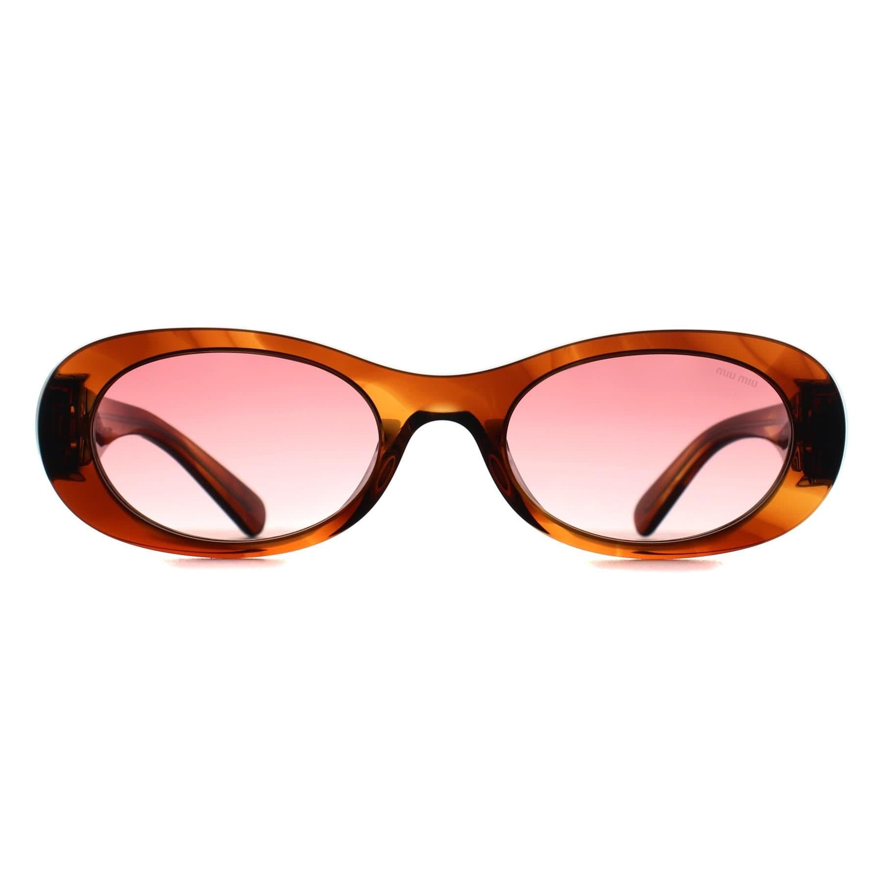 Miu Miu Miu Miu Women's Oval Striped Tobacco Etruscan Pink Gradient MU06ZS in Brown