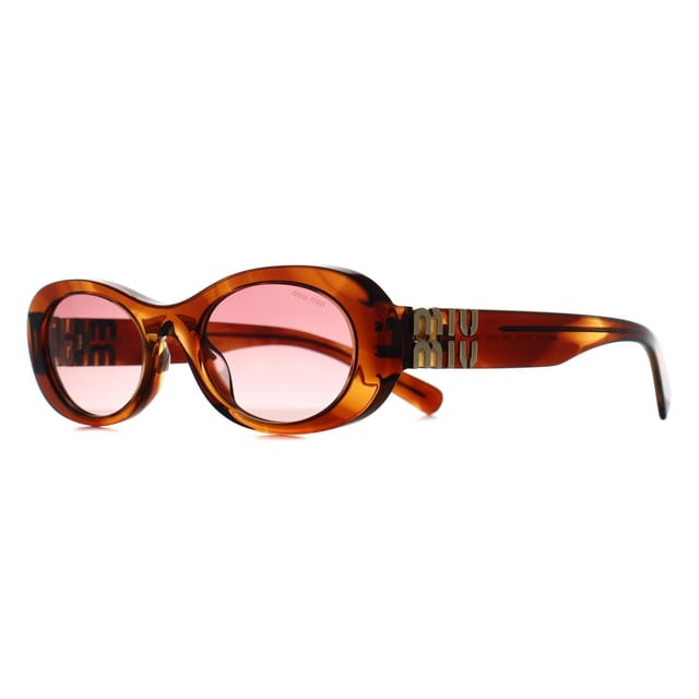 Miu Miu Miu Miu Women's Oval Striped Tobacco Etruscan Pink Gradient MU06ZS in Brown - 2