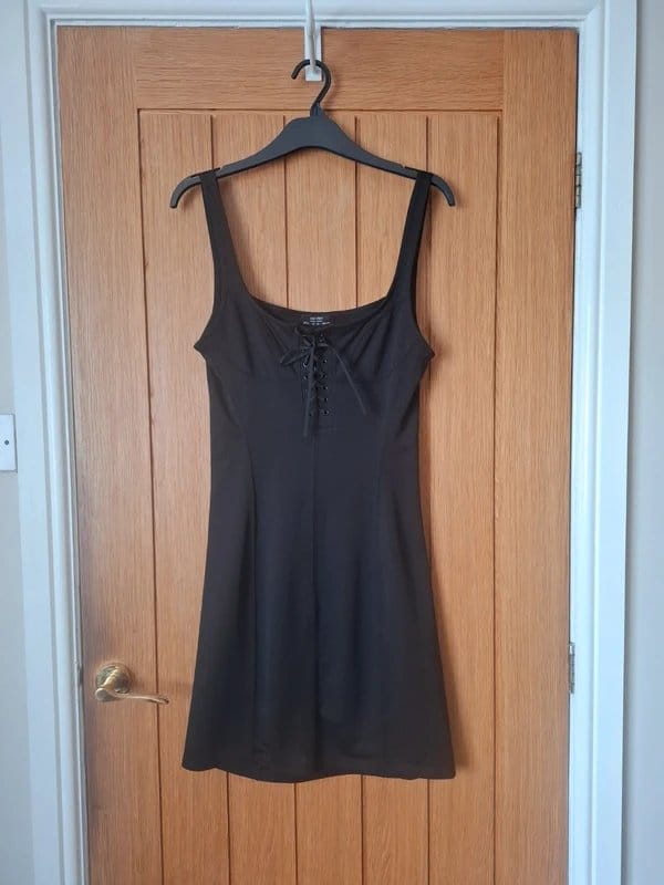 Bershka Black Satin Corset Dress