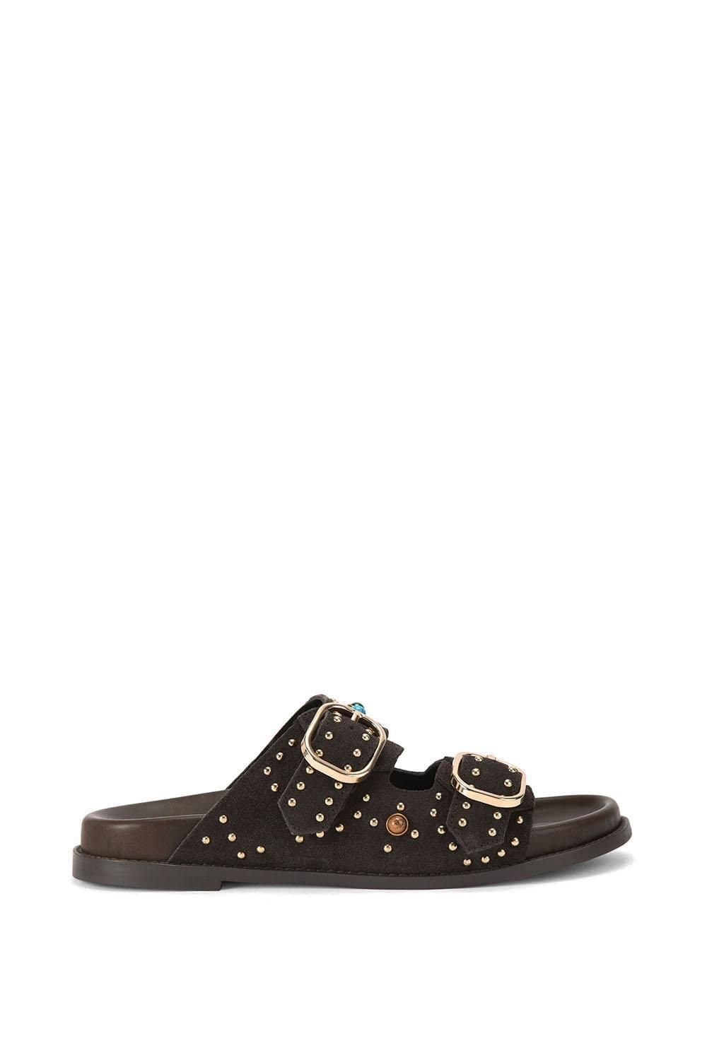 KG Kurt Geiger KG Kurt Geiger Brown Suede Sandals with Gold Accents