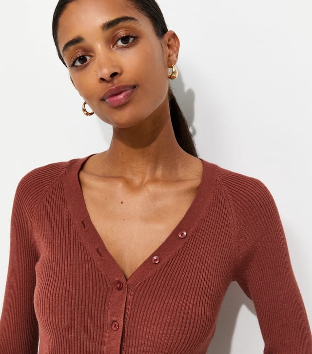 New Look Women's Rust Ribbed Knit Lightweight Henley Top New Look - 2