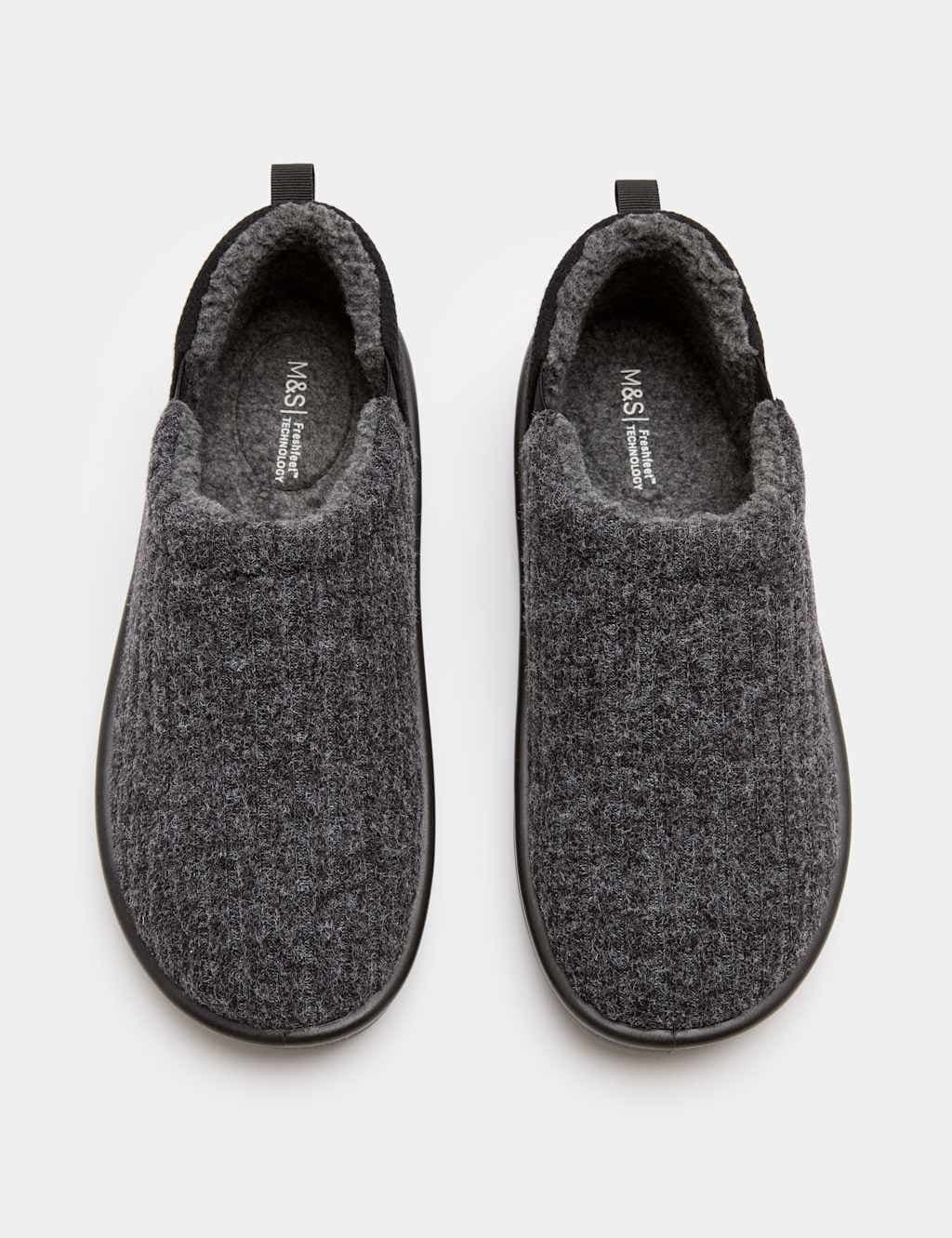 Marks & Spencer M&S Contrast Slippers with Freshfeet™ Grey Mix