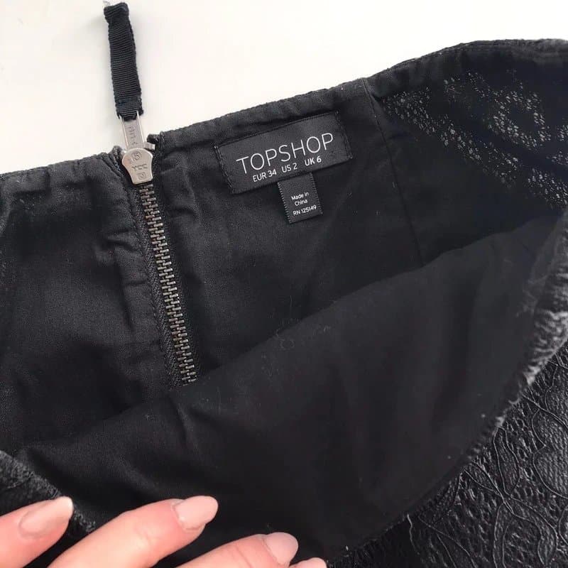 Topshop Topshop Uk 6 Mini Skirt Short Black Lace Pocket