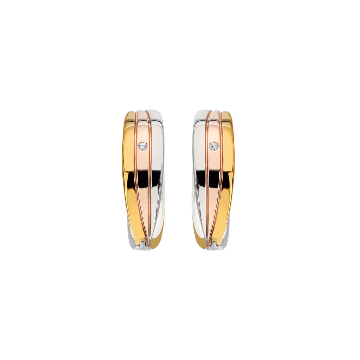 Hot Diamonds Hot Diamonds Women's Trio Hoop Earrings - Tri-colour in Silver - 1