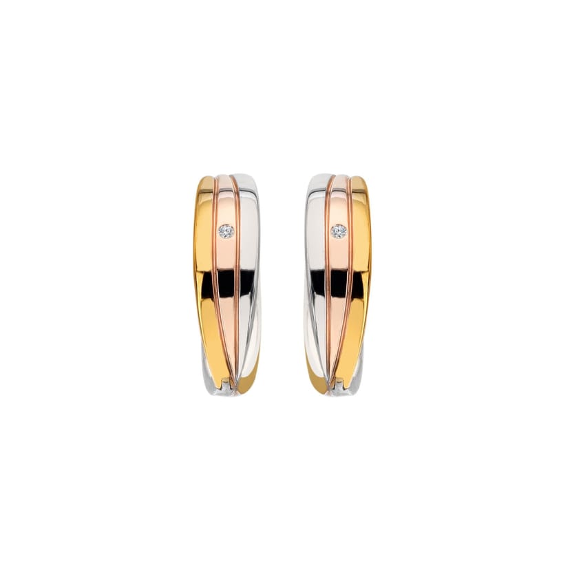 Hot Diamonds Hot Diamonds Women's Trio Hoop Earrings - Tri-colour in Silver - 1