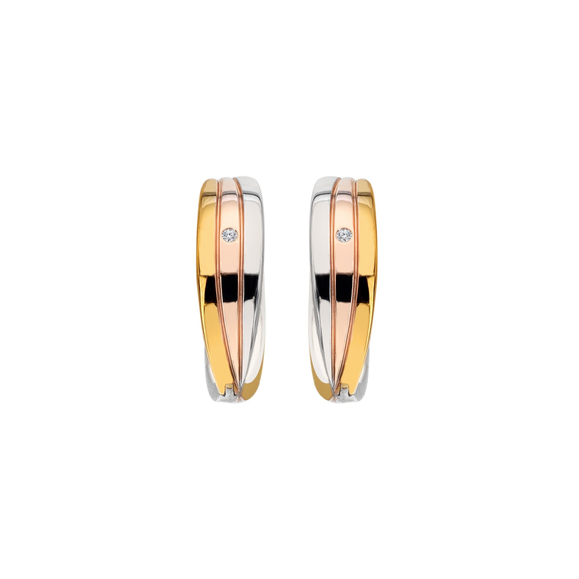 Hot Diamonds Hot Diamonds Women's Trio Hoop Earrings - Tri-colour in Silver - 3