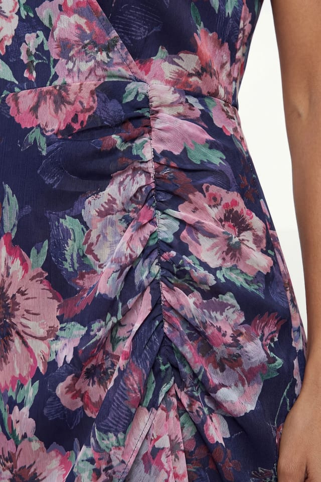 Wallis Wallis Women's Floral Burn Out Cape Midi Dress in Navy - 3