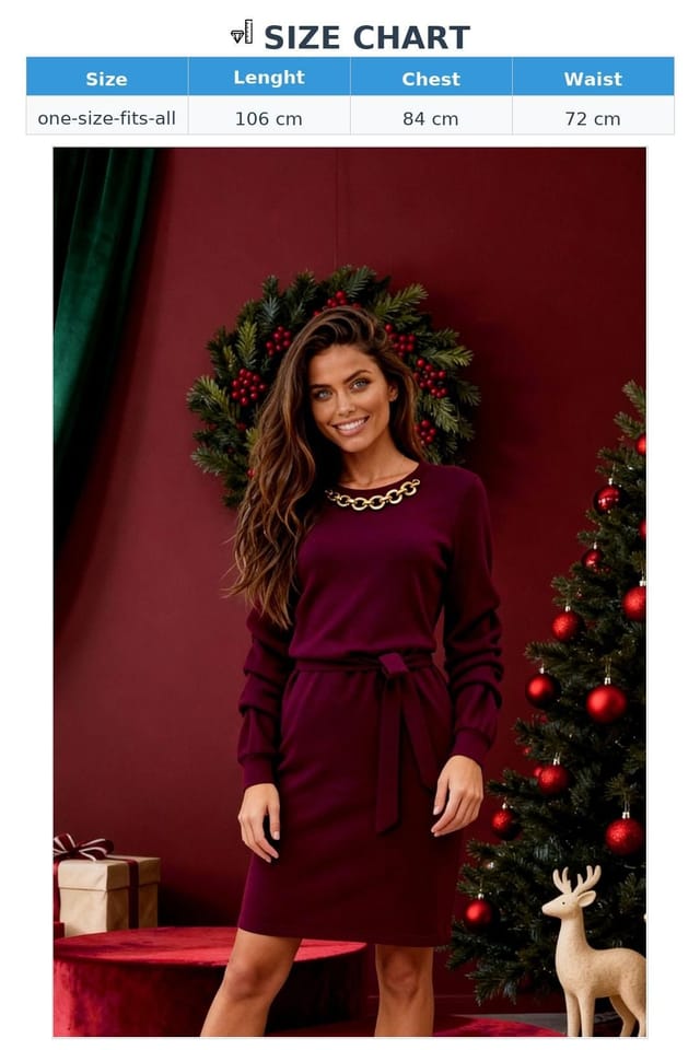 Love Lace Love Lace Women's Elegant Chain Neckline Viscose Dress in Plum - 3
