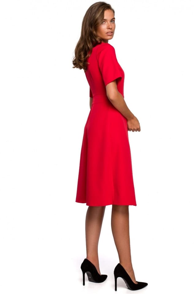 Love Lace Love Lace Women's Stylish Envelope Trapeze Hem Dress in Red - 2