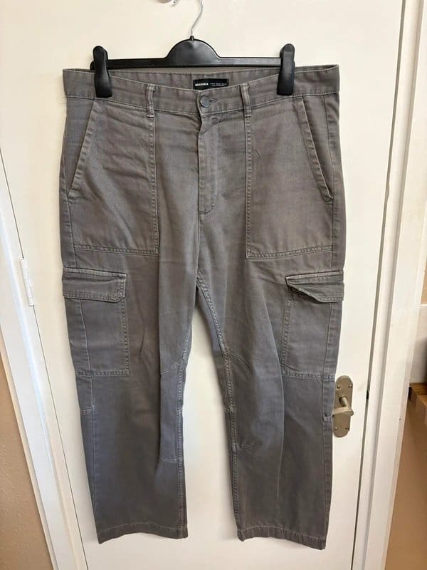 Bershka Grey Cargo Pants for Men