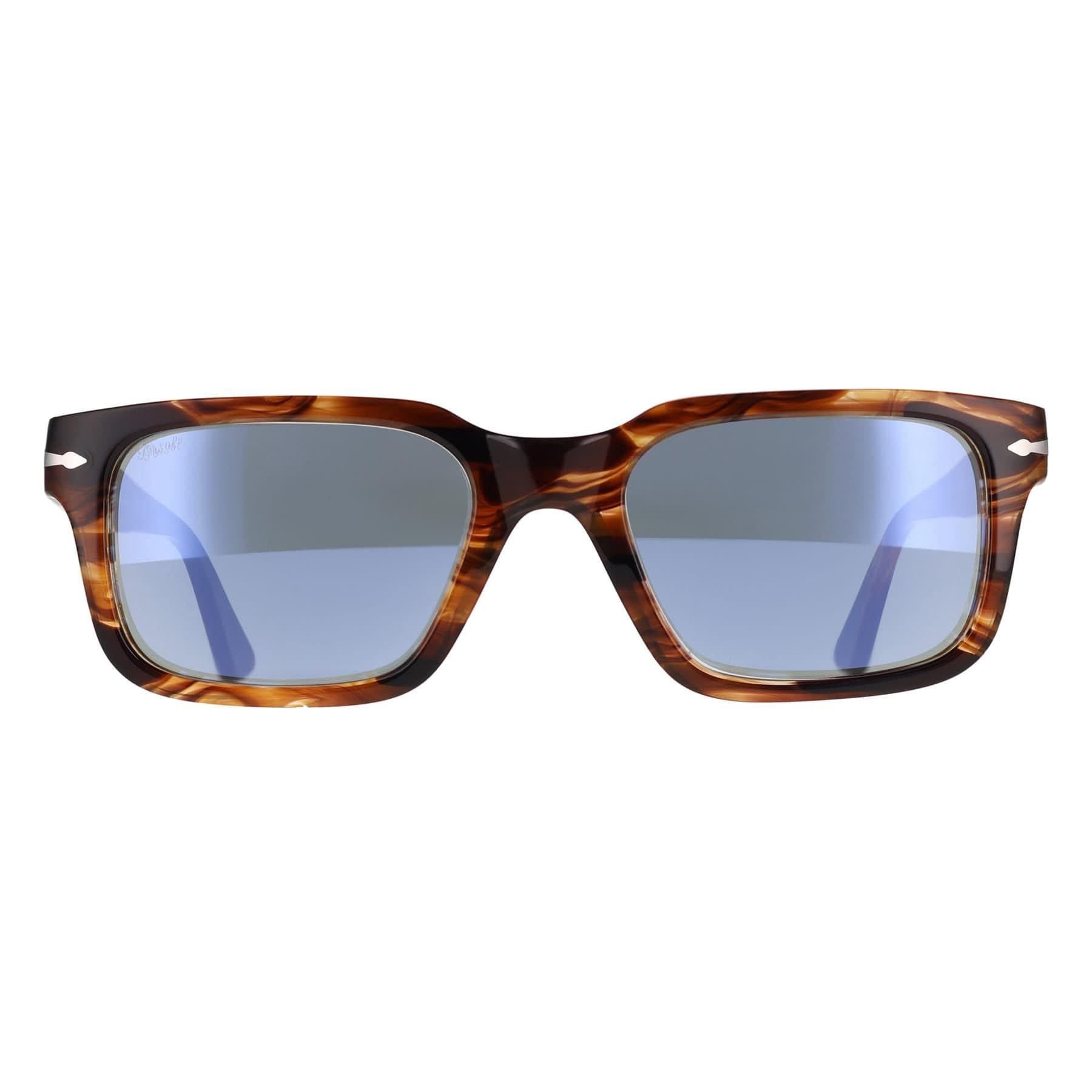 Persol Persol Men's Rectangle Striped Black & Brown Light Blue PO3272S