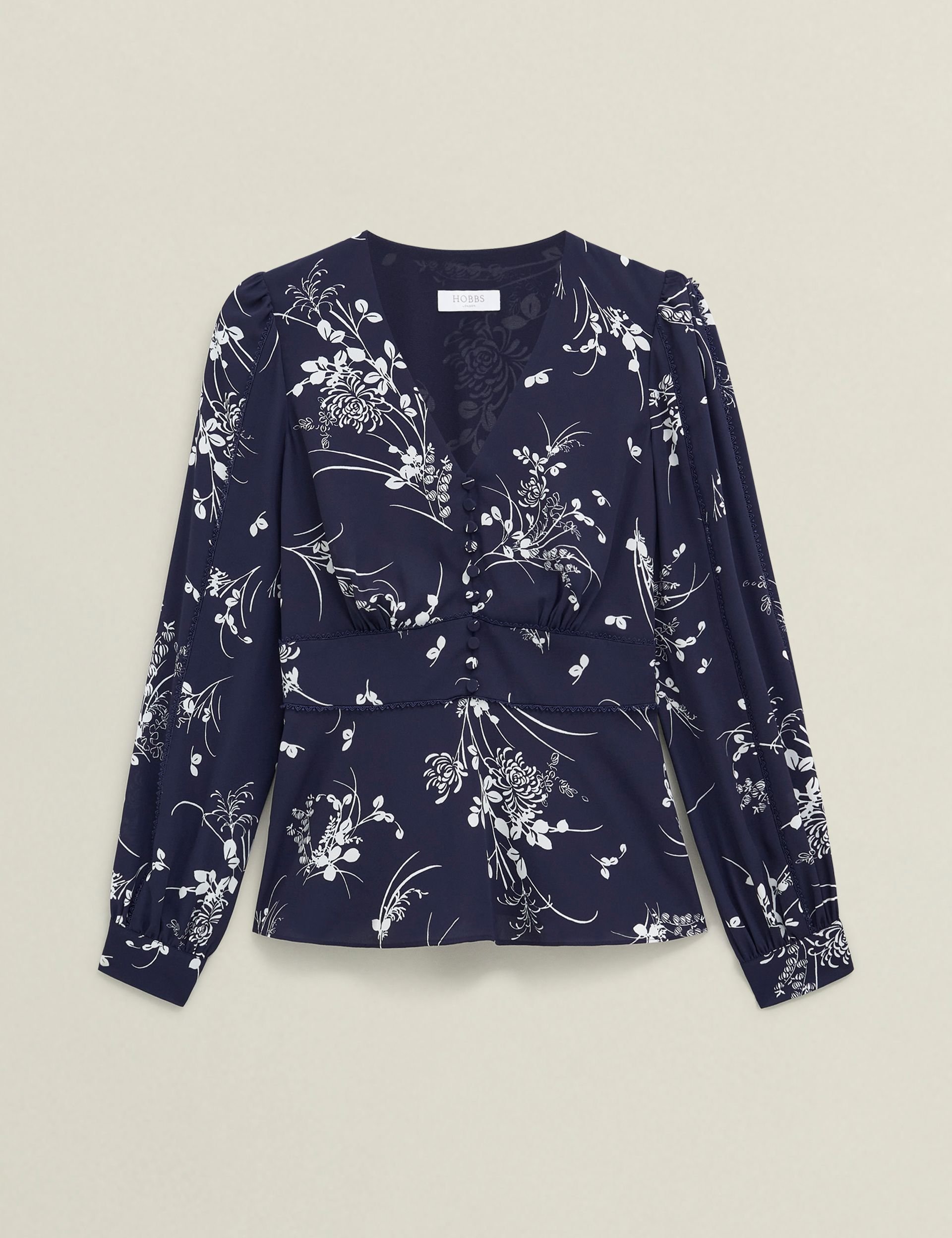 Hobbs London Hobbs London Women's Brielle Floral Print Top in Dark Navy - 2
