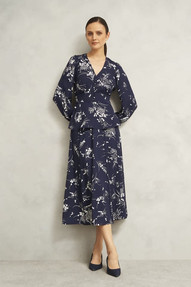 Hobbs London Hobbs London Women's Brielle Floral Print Top in Dark Navy - 3