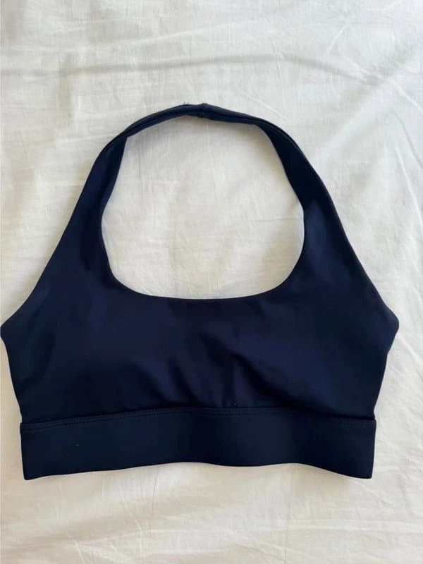 ASOS Navy seamless sports bra halter neck