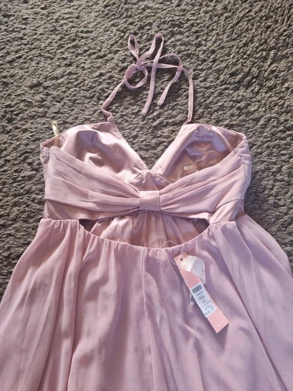 Lipsy Lipsy dusty rose halter-neck dress size M