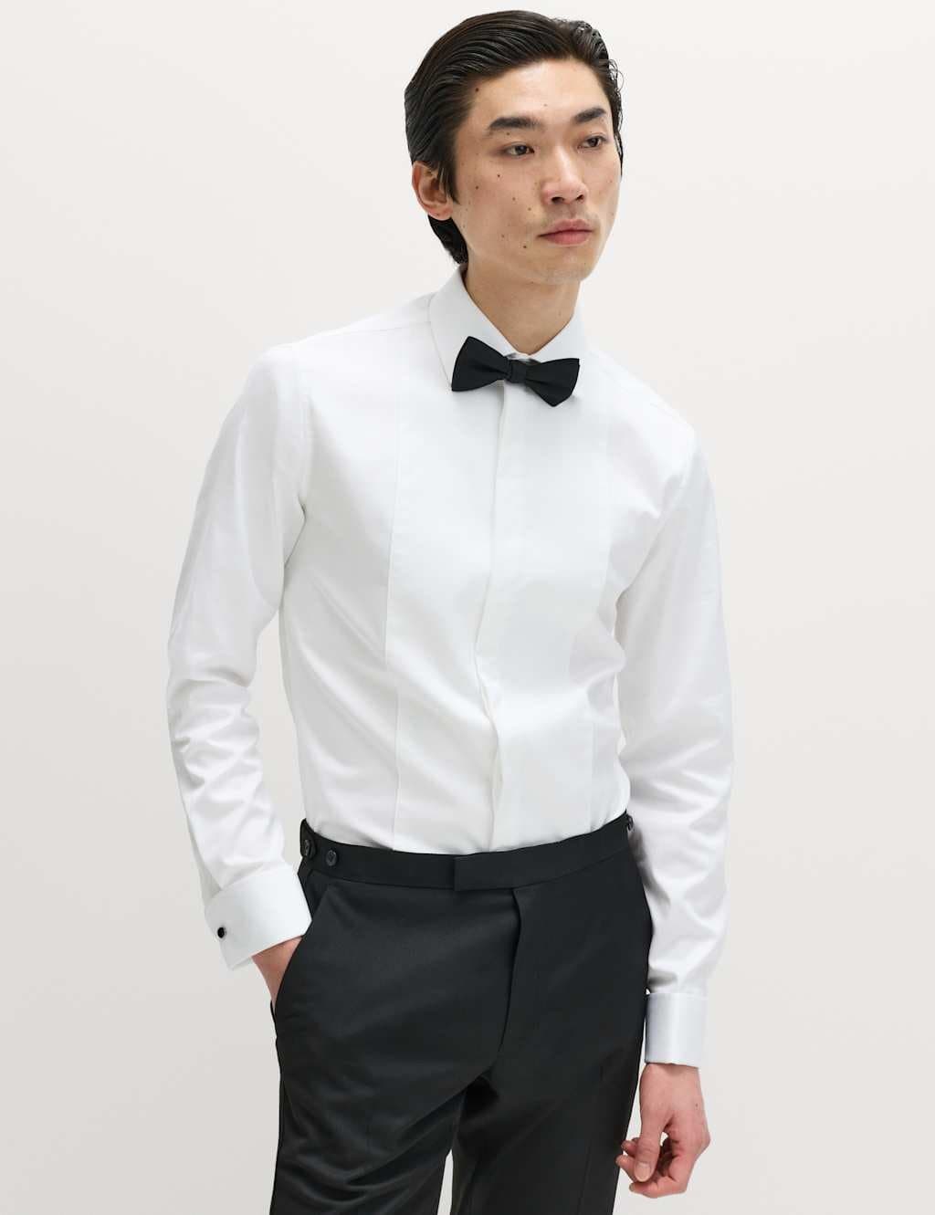Marks & Spencer M&S Extra Slim Fit Luxury Marcella Bib Shirt White