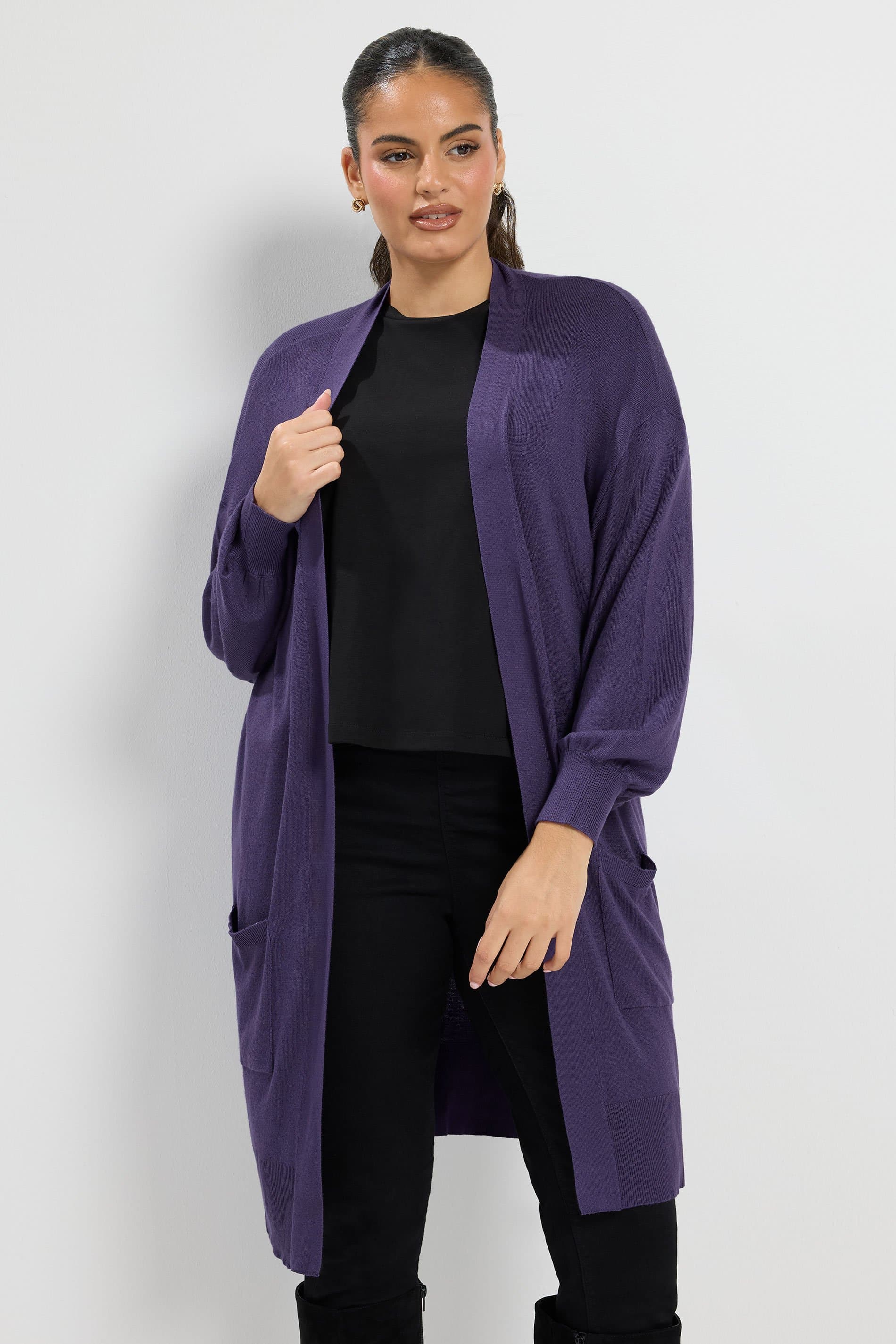 Yours Plus Size Purple Fine Knit Cardigan