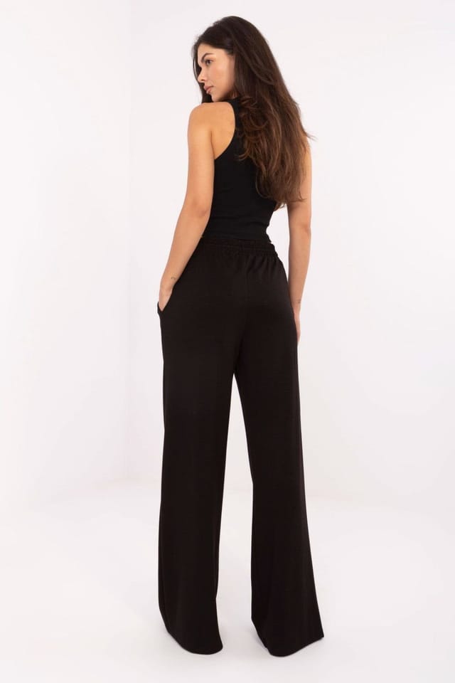 Love Lace Love Lace Women's Casual Wide Leg High Waist Sweatpants in Black - 3