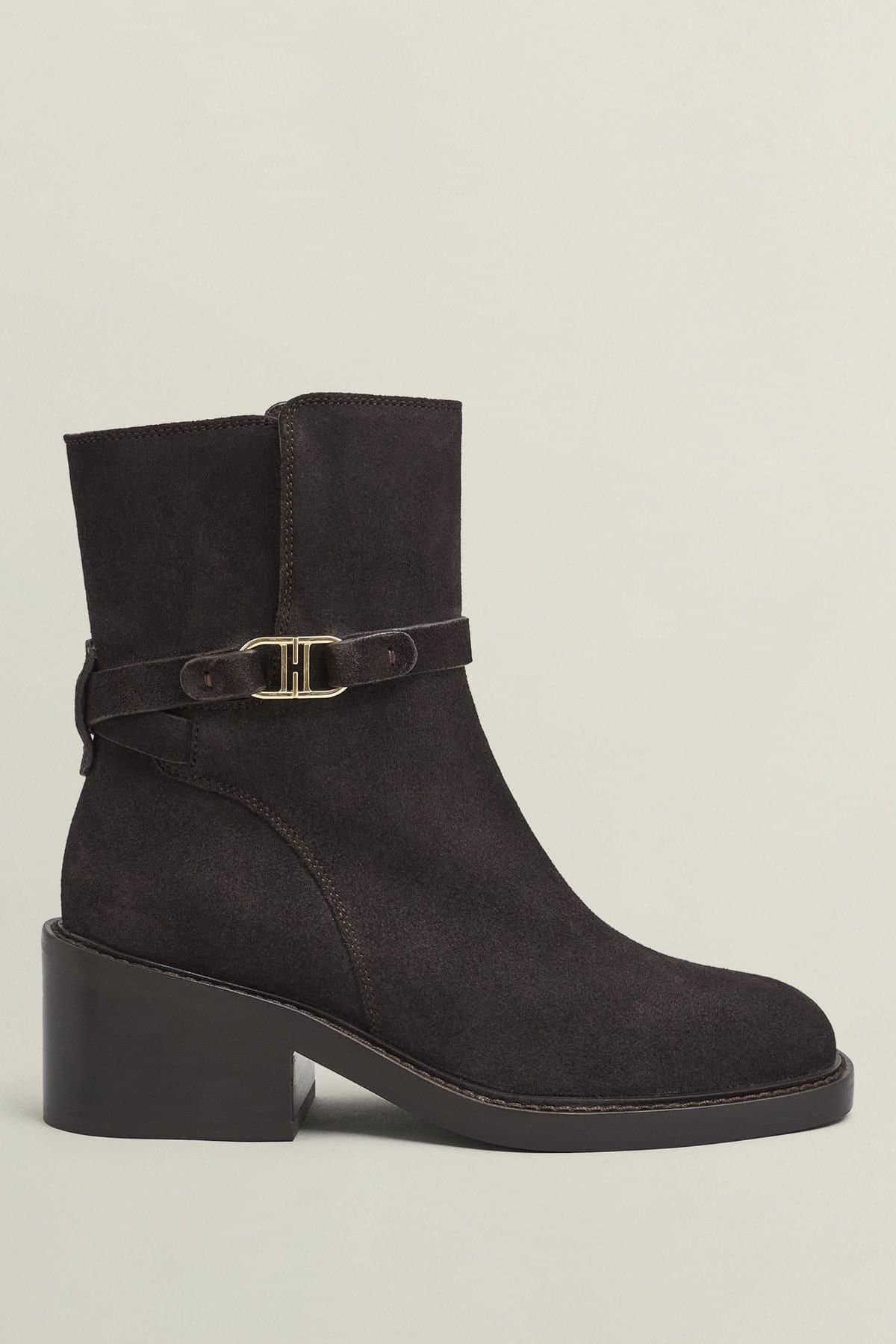 Hobbs London Hobbs London Women's Block Heel Ankle Boot in Dark Brown